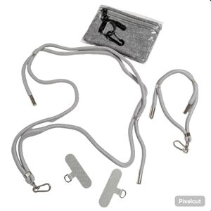 Adjustable Gray Lanyard Set with Pouch